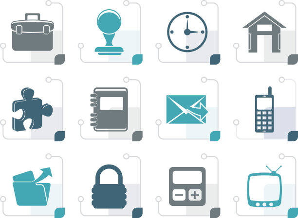 程式化的业务和办公室图标图片下载