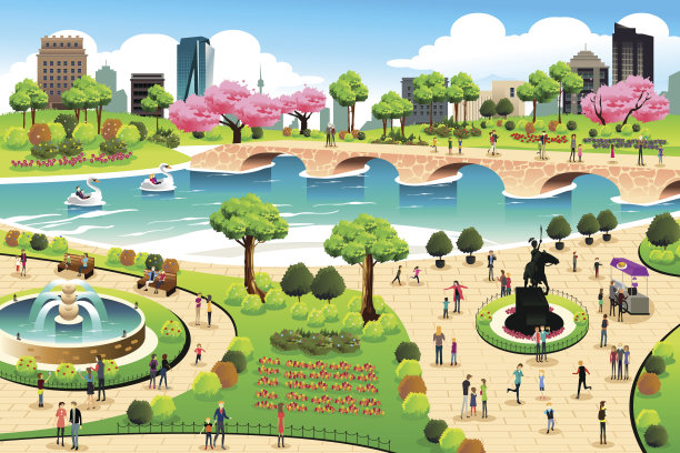 参观公园的人们图片下载