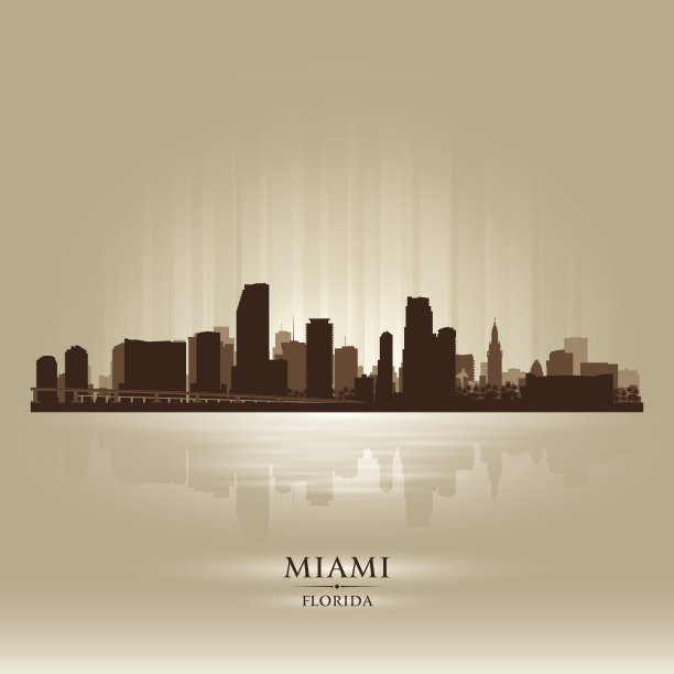 迈阿密佛罗里达城市天际线轮廓图片下载