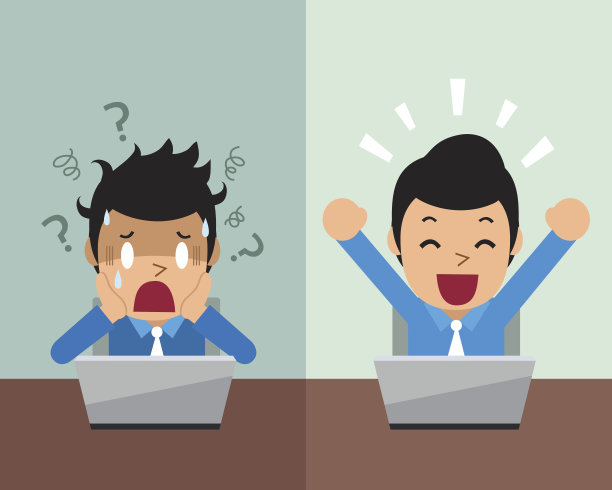 卡通商人表达不同的情感图片下载