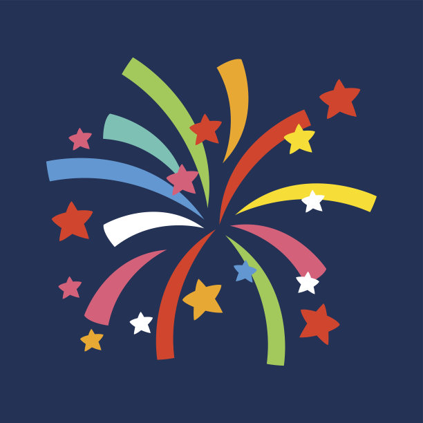 烟花形状多彩的节日矢量图标素材图片