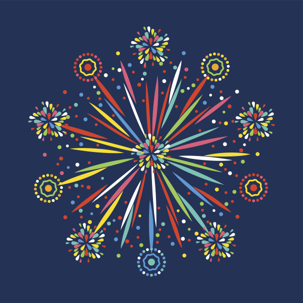 烟花形状彩色节日矢量图标素材图片
