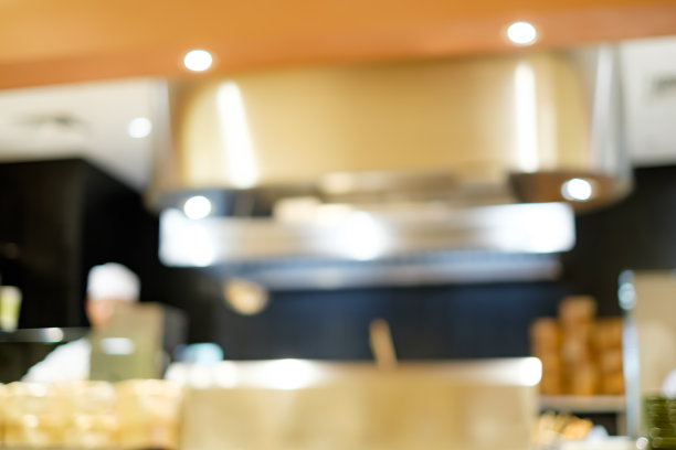 抽象模糊的日本餐厅与厨师在背景图片下载