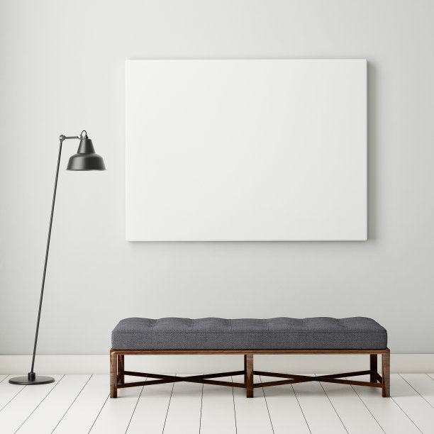 模拟海报框架在时髦的室内背景，图片下载