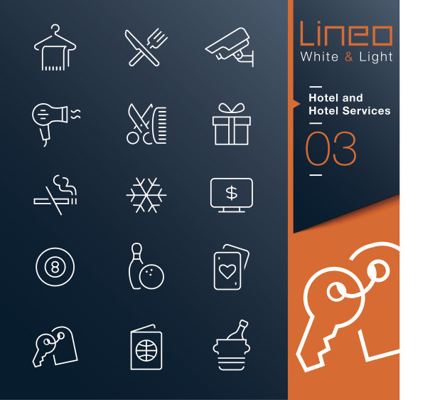 Lineo白色光感 - 酒店服务轮廓图标图片下载