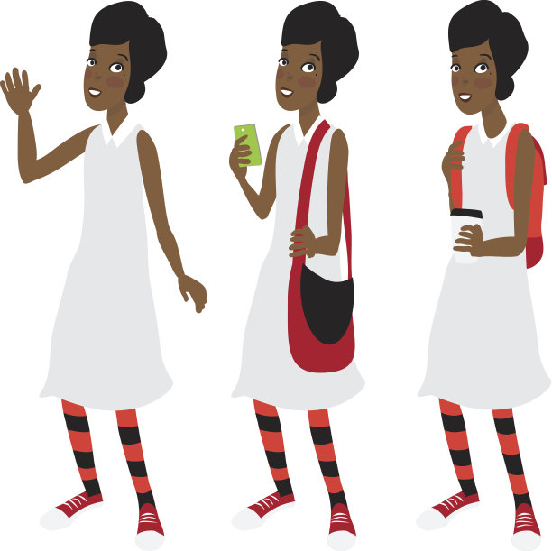 穿着复古裙的美国黑人女学生图片下载