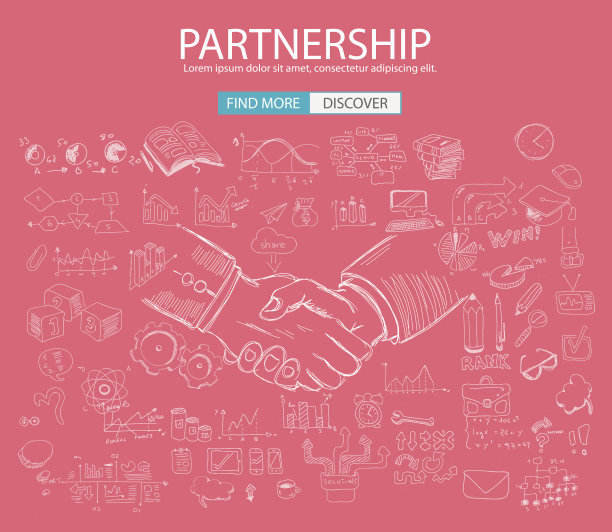 合作理念与涂鸦设计风格图片下载