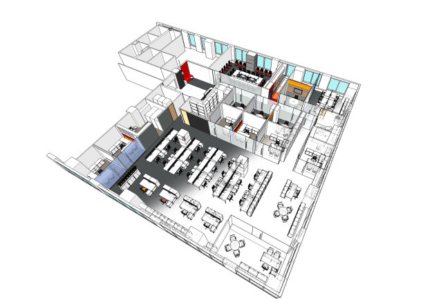 现代办公室设计的三维插画等距视图图片下载