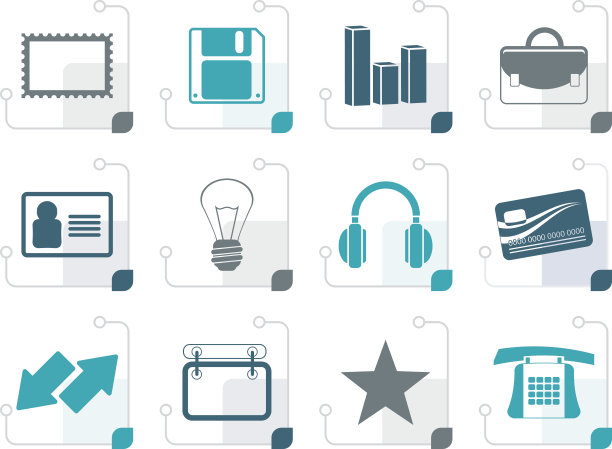 程式化的办公室和业务图标图片下载