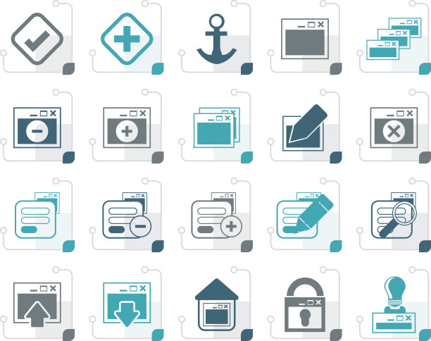 程式化的应用程序，编程，服务器和计算机图标图片下载