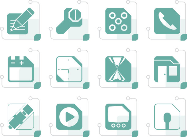 程式化的手机，电脑和互联网图标图片下载