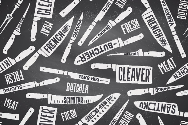 无缝图案和背景的肉，鱼切割刀图片下载