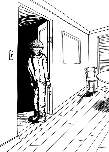 青春的房间与家具的轮廓图片下载