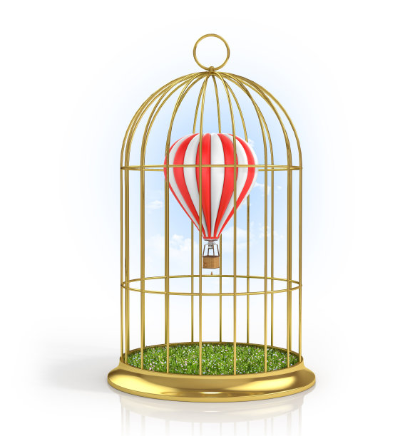 金色笼子里的气球。图片下载