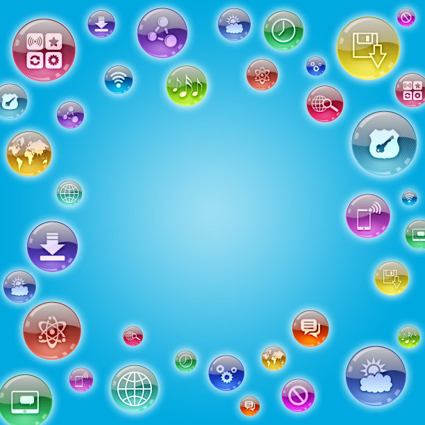 抽象的蓝色背景与图标图片下载