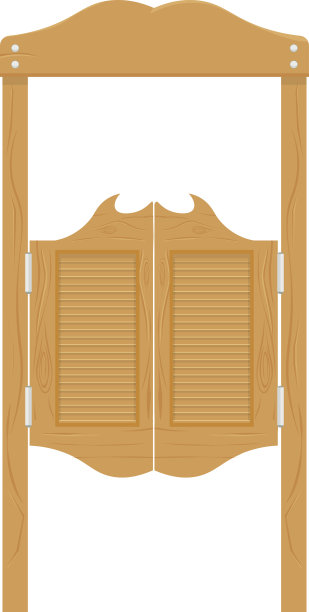 门在西部沙龙狂野西部矢量插图。图片下载