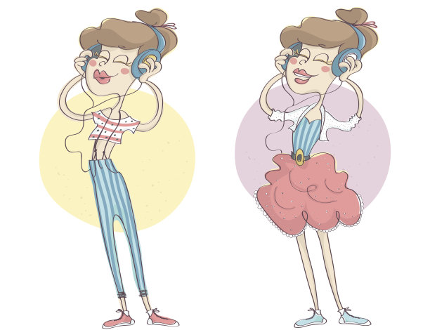 戴着耳机听音乐的女孩图片下载