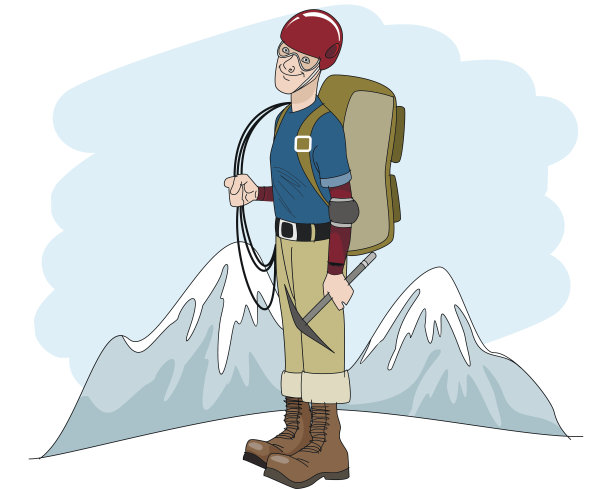 手持绳索的年轻登山者图片下载