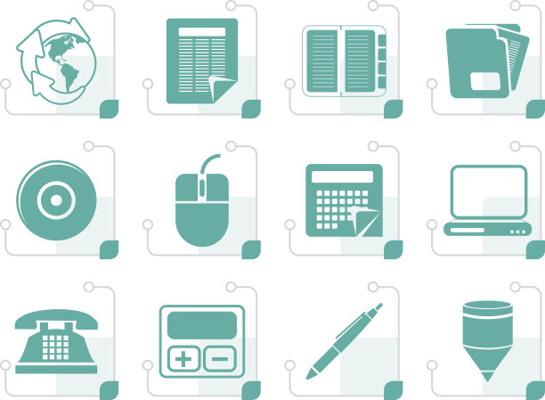 程式化的业务和办公工具图标图片下载