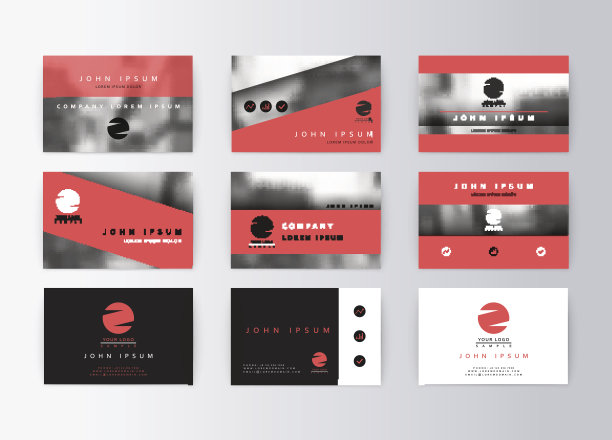 一套名片，粉色背景。模板信息卡片图片下载