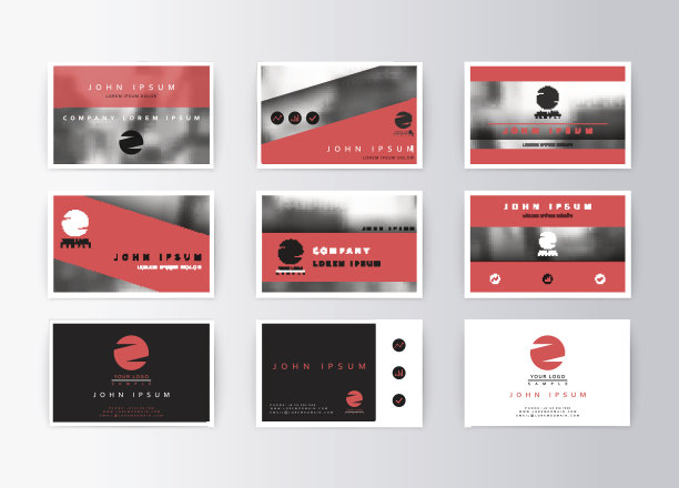 一套名片，粉色背景。模板信息卡片图片下载