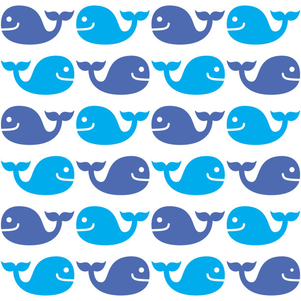 鲸鱼无缝蓝色图案上的白色图片下载