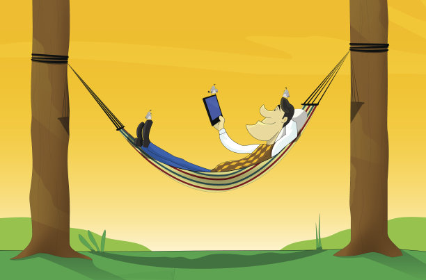 矢量插画：男人使用平板电脑图片下载