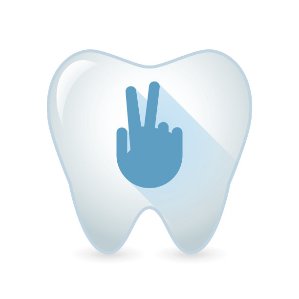 牙齿图标与胜利的手图片下载