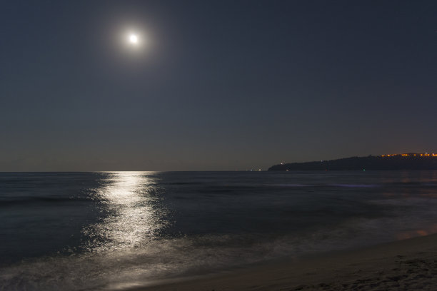海滩上的满月图片下载