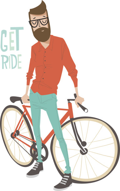 自行车插图与潮人性格图片下载