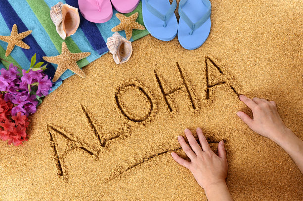 夏威夷海滩的写作图片下载