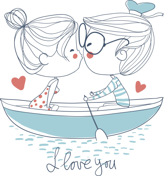 一对可爱的情侣坐在码头上接吻图片下载