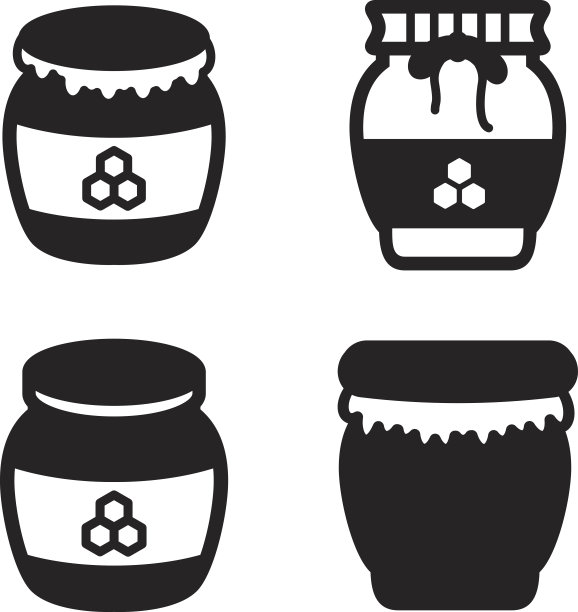 蜂蜜罐图标在四个变化。向量eps 10。图片下载