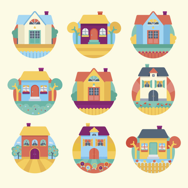 花园房屋平面图标为网站，横幅，网络，传单图片下载