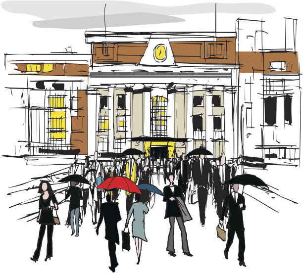 新西兰惠灵顿的通勤者矢量图图片下载