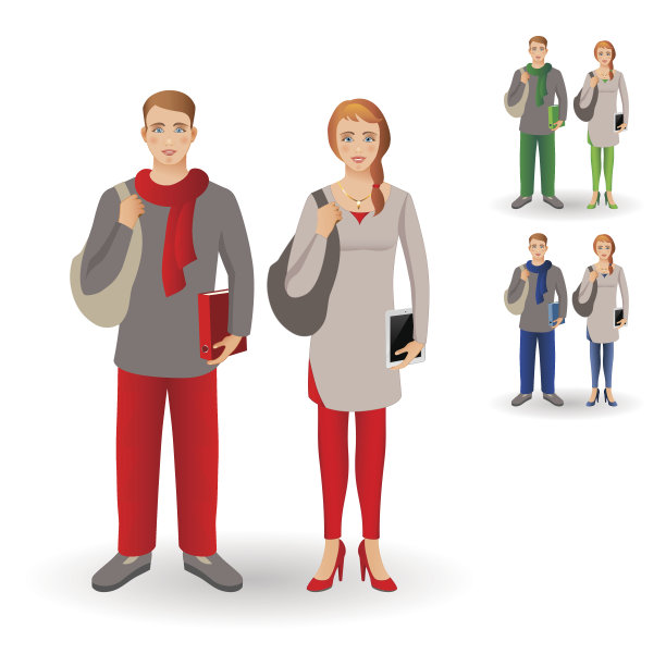 快乐微笑的学生或年轻人站着的肖像图片下载