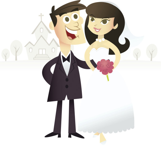 卡通新娘和新郎图片下载