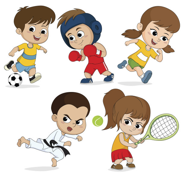 kidsports集。儿童足球，跆拳道，拳击，跑步，网球图片下载
