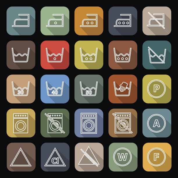 洗衣房线平图标与长影子图片下载