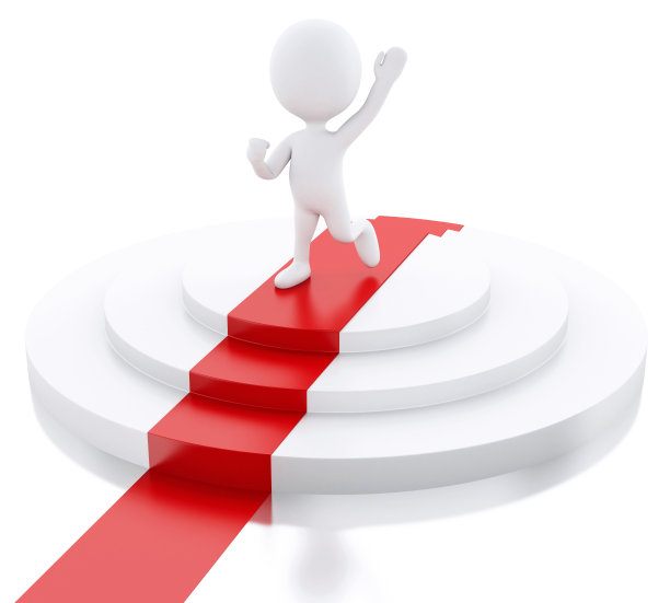 3d白人站在红地毯上。图片下载