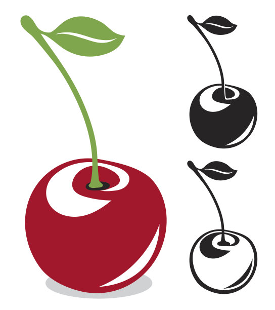 樱桃色，茎长，黑色和白色图片下载