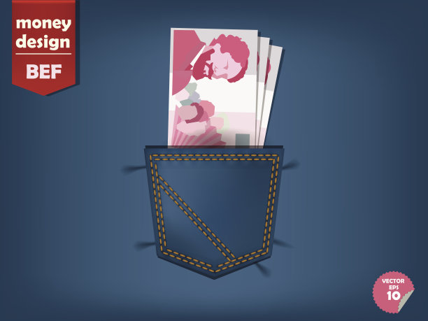 蓝色牛仔裤口袋里的比利时法郎图片下载