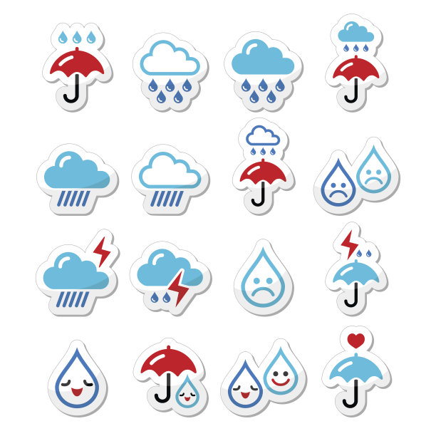 雷雨云矢量图标合集图片下载