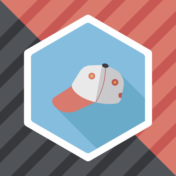 棒球帽扁平图标与长影，eps10图片下载