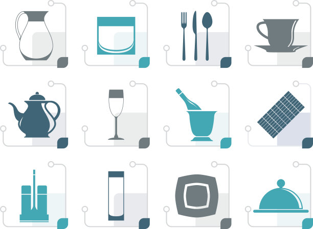 风格餐厅，咖啡馆，酒吧和夜总会图标图片下载