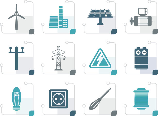 程式化的电力和电源图标图片下载