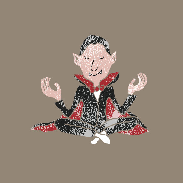 人万圣节吸血鬼冥想平衡邮票图片下载