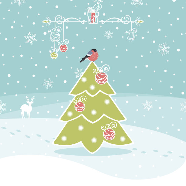 冬季背景与圣诞树图片下载