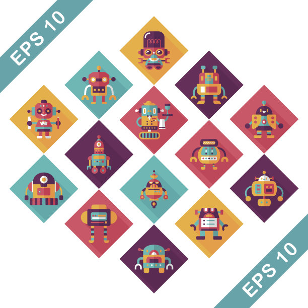 机器人和人工智能图标集图片下载