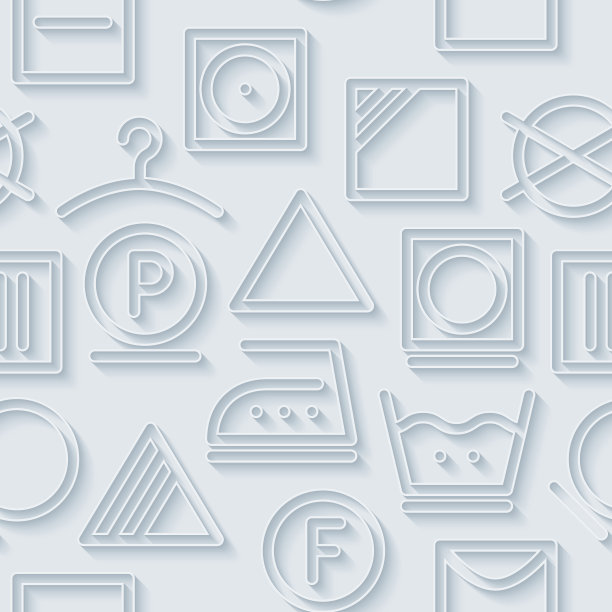 洗衣符号。白色细线艺术无缝图案。图片下载